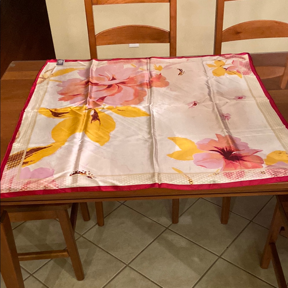 Silk Vince Camuto Floral Scarf With Pink And Yellow Accents